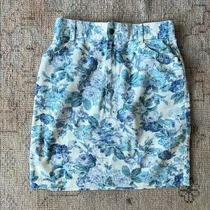 Vintage Floral Blue Denim Skirt sz 28